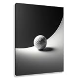Novup Abstract Minimalist Still Life Art Wall Canvas Print Decor Pictures Painting Artwork Golf Ball Black And White Geometric Modern Light Shadow Negative Space 18X24Inch
