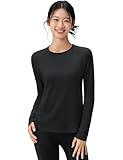 [KEFITEVD] ロングtシャツ レディース スポーツ 長袖 インナー 速乾 uvカット フィットネス ジムウェア ランニングシャツ 薄手 ストレッチ 仕事用 ブラック L
