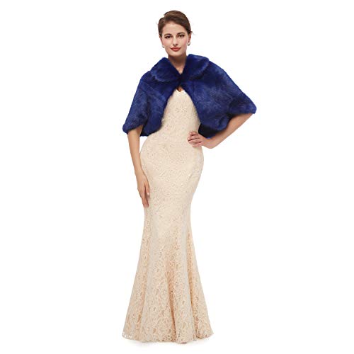 Wedding Women Faux Fox Fur Wraps Shawls Stoles Cape Shrug for Bridal Evening Party2