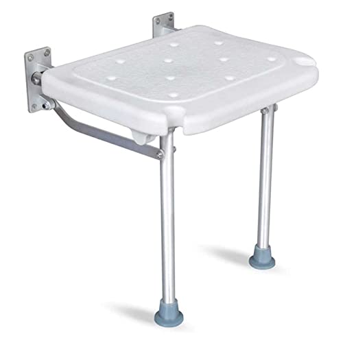 Silla de ducha para ancianos, taburete de baño plegable antideslizante, banco de ducha plegable montado en la pared con marco de patas de apoyo para mayor seguridad y estabilidad