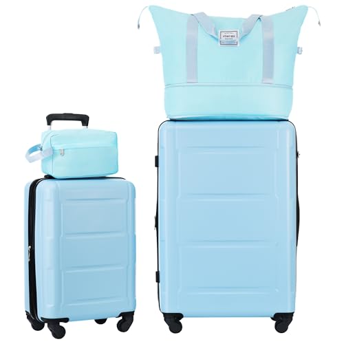 Sets 2 Piece Suitcase Set, Hardshell 20 In & 28 In Suitcase Set With Duffel Bag, Travel Suitcases With Spinner Wheels And Tsa Lock(light Blue)