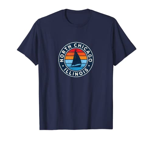 North Chicago Illinois IL Vintage Velero Retro 70s Camiseta