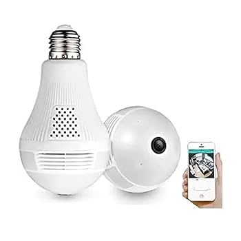 DDLC Bulb Camera 1080P WiFi Security Camera, Full HD Video and Audio Recording, 360v Degrees Panoramic Camera for Home, Office Surveillance, Motion Detection/Light Vision/Alarm and Support 64Gb