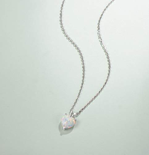 FANCIME October Birthstone Necklace Heart Necklace for Women Sterling Silver Created White Opal Necklace Cubic Zirconia CZ Danity Fine Jewelry for Women 16+2 inches Extender4