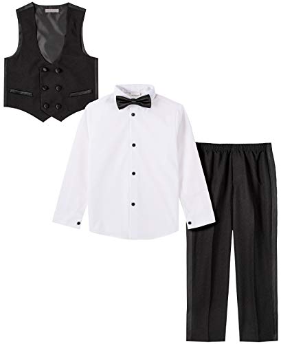 Van Heusen Boys' Big 4-Piece Formal Suit Set, Vest, Pants, Collared Dress Shirt, And Tie, Tuxedo, 8 #TOP1