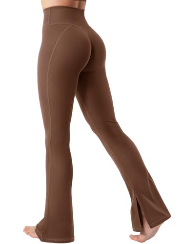 YEOREO Flare Split Hem Leggings for Women Tummy Control Workout