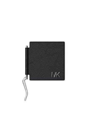 Michael Kors Estojo para cartão masculino Edison entalhado fino dobrável com clipe para dinheiro, preto, tamanho único
