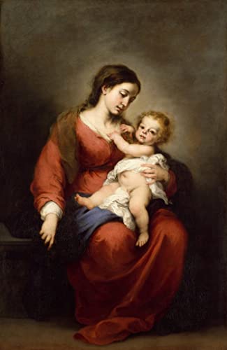 Impression d'affiches Murillo toile Vierge à l'Enfant pour mur vide 60x90cm