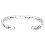 Personalisiertes Armreif mit Text Wunschgravur Damen Namensarmband Versilbert Armband mit Namen Gravur Datum für Frauen Mädchen Schwester Freundin Mutter Tochter