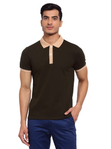 Image of Style Quotient Men Olive Green Polo Collar Pockets T-Shirt