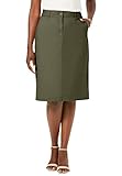 Jessica London Women's Plus Size Stretch Cotton Chino Skirt - 20 W, Dark Olive Green
