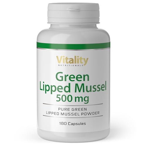 Grünlippmuschel Kapseln hochdosiert mit 1500 mg pro Tagesdosis (180 Stk) aus nachhaltiger Zucht Neuseeland, Glykosaminoglykanen, Omega 3, Gelenke Vitality Nutritionals by VitaminExpress