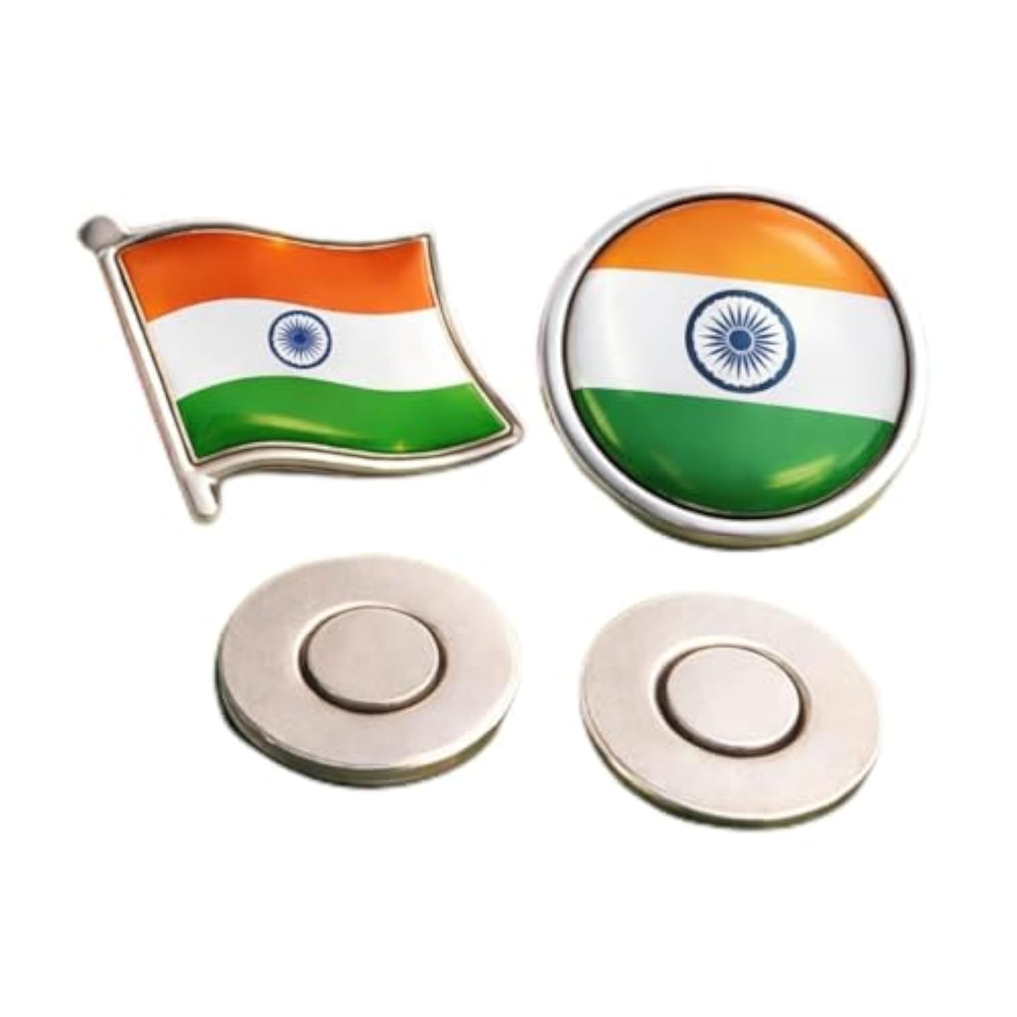 Premium Indian Flag Magnetic Badge, Tricolour Combo
