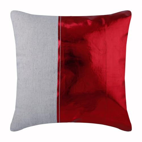 The HomeCentric Rouge Housse Coussin, 65x65 cm enveloppe de Coussin, Cuir Metallique Linge de Coton Housse de Coussin de canape, Faux Cuir Housse de Coussin,...