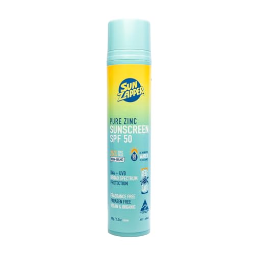 Sun Zapper Pure Zinc Sunscreen SPF 50 Lotion 100g | Mineral Sun Cream with 25% Zinc Oxide | Broad Spectrum UVA/UVB Protection | Reef Safe Fragrance Free