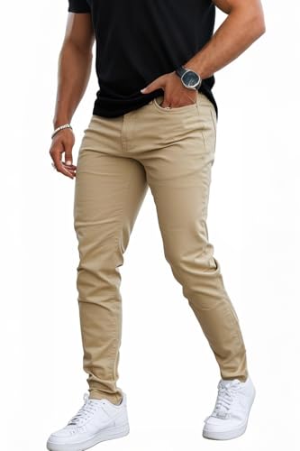 Mens Jeans Skinny Stretch Premium High Rise Colored Jeans Expandable Waist2