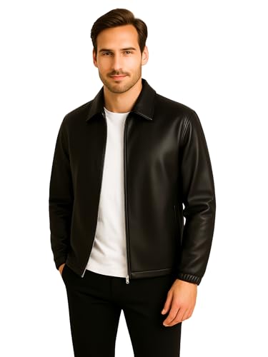 Image of Brown Faux Leather Jacket For Men - Lightweight Stylish Travel Outerwear For Bikers | Leather Jacket For Man - Stylish Lightweight Travel-ready Jacket
