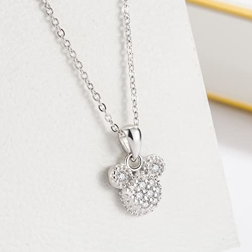 Fashion100% 925 Silver Necklace For Women Cute Mickey Pendant Choker Solid Silver Chain 18 inch Fine Jewelry Gift4