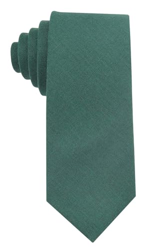 Image of Mens Solid Linen Ties - Slim Pattern Necktie for Men Wedding Groomsmen