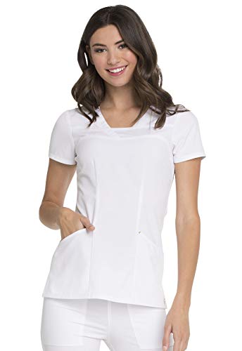 Up To 50% OFF HeartSoul Women Scrubs Top V-Neck HS665, M, White