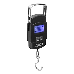QWORK® Portable Luggage Scale 50kg, Suitcase Weighing Scales, Digital Luggage Scales, Perfect For Measuring Fish, Luggage, Family Life, Batteries Not Included