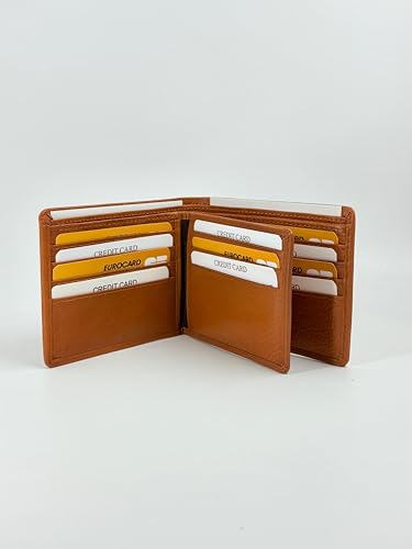 Image of Lee Italian Leather Wallet for Men - Genuine Leather, 16 Card Slots, 2 Note Compartments - Stylish & Durable, Brown (Brown)