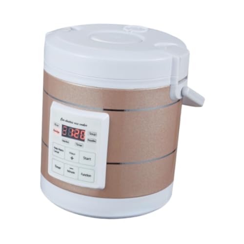 Folpus Calentador de Alimentos multicooker para Coche, 1,6 L, tamaño pequeño, 12V/24V, vaporizador de Alimentos fácil de Limpiar, Olla para Fideos para, Oro