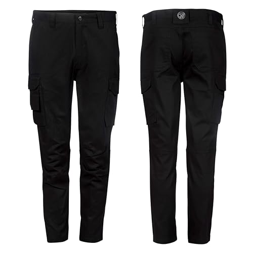 Apache Barkerville Trade Cargo Trousers | Slim Fit Workwear | 98% Cotton 2% Elastane Stretch | Phone Pocket | Durable Work Pants | Men's Utility Tradesman Trouser | W28 Leg 29