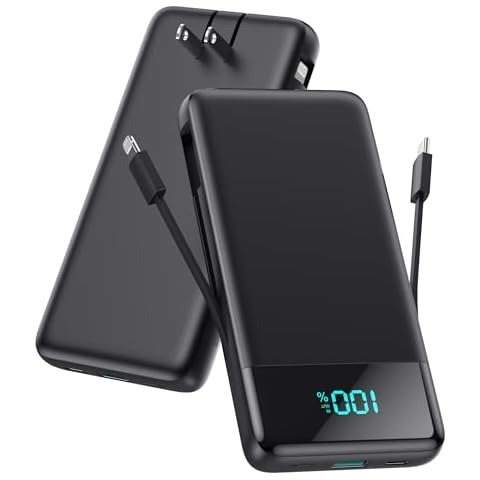 Portable Charger for iPhone with Built in Cables and Wall Plug,Upgraded 13800mAh Fast Charging USB C Power Bank,4 Outputs Travel Essential Battery Pack Compatible with iPhone 16/15/14,Samsung,Android Cover