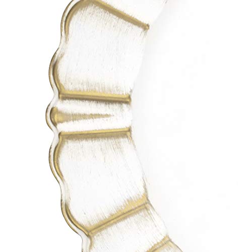 Koyal Wholesale 13" Scallop Charger Plates, Antique Finish, Bulk Acrylic Plastic Charger Plates, Table Setting, Tabletop, Tablescape For Wedding, Holidays, Events, Home Decor (4, White And Gold) #TOP3