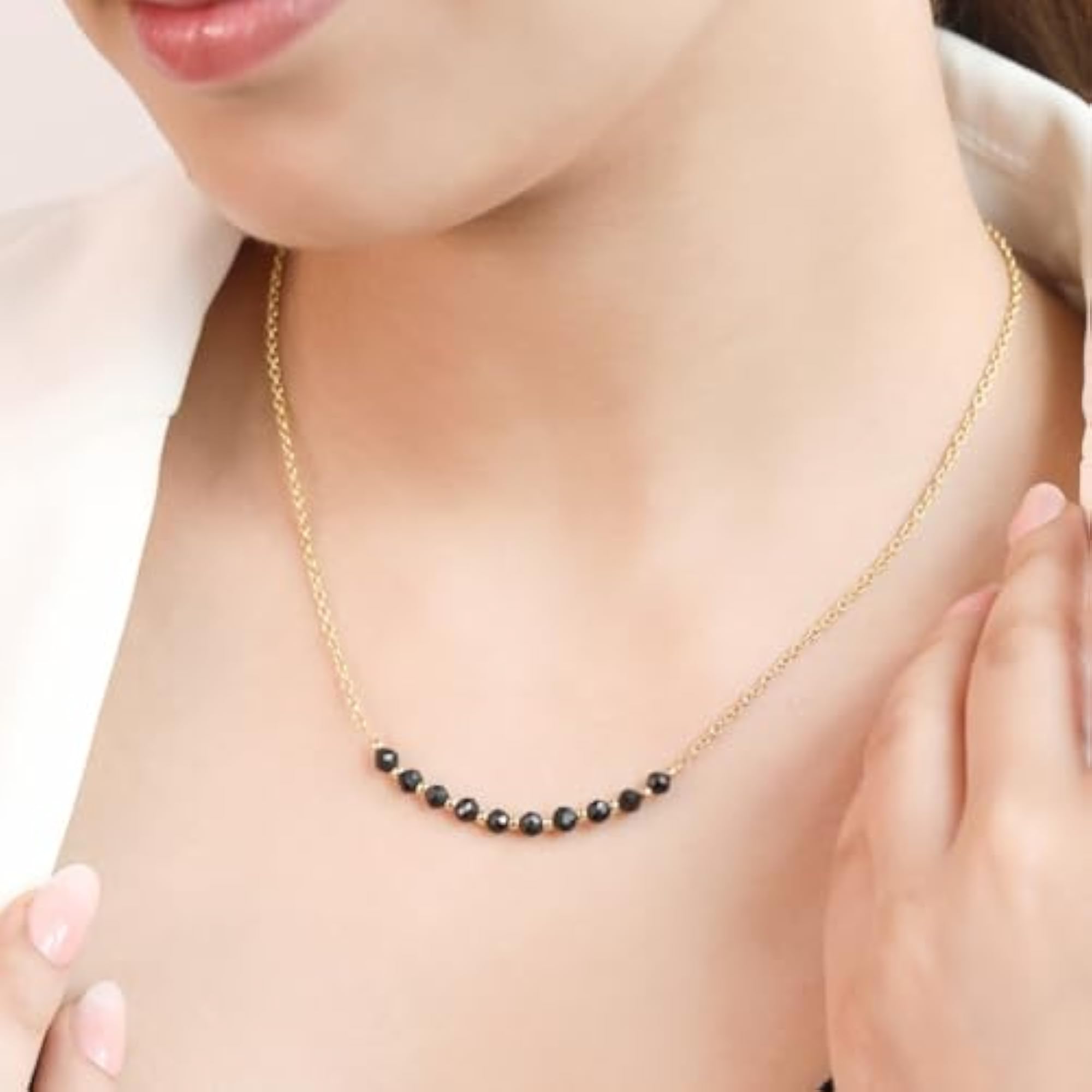 Women's 925 Sterling Silver Beaded Plated Chain Mangalsutra