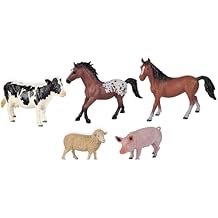 Simba Toys Farm Animals Set 5-Piece Farm Animal Figurines Standing Horse, Galloping Horse, Sheep, Pig, Cow | Toy Animal Figures, Ages 3 and Up