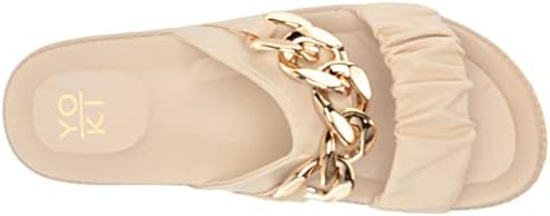 YOKI Women's Open Toe Sandal, Beige, 9 | Image 4