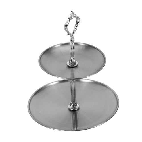 ABOOFAN Dessert Stand Cake Tiered Stand Bases for Desserts Dessert Display Plate for Party Afternoon Tea Plate Stand Afternoon Tea Stands Dessert Buffet Decoration Silver Stainless Steel