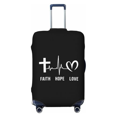 Faith Hope Love Christian Travel Luggage Cover Suitcase Protector Fits 22-25 Inch Case(Black,M)