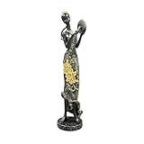 Lescafita African Woman with Tambourine Music Decor Statue – Tribal Female Percussion Sculpture Figurine...