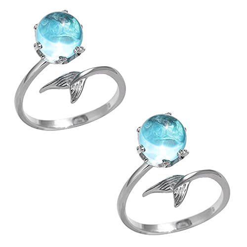 Bague Sirène Bague Redimensionnable Bague Halo Brillant Femme Enrouler Bague Spirale Bague Bling Bague 2 pièces Convient À Toutes Les Occasions Cadeau Anniversaires Fêtes Anniversaire Cover
