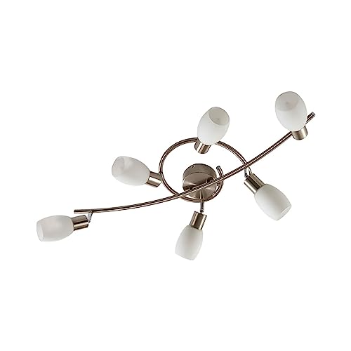 Preisvergleich Produktbild Lindby Glas Deckenlampe, Deckenstrahler drehbar und schwenkbar, Deckenleuchte 6x E14, ohne Leuchtmittel, Wohnzimmerlampe, Küchenlampe, Strahler, Spot