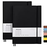 Wiisdatek B5 College Ruled Notebooks - 2 Pack B5 Large Journal Notebooks with 376 Numbered Pages,100gsm Thick Lined Paper,Soft PU Leather Cover,7.6 X 10 inch(Black)