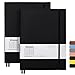 Wiisdatek B5 College Ruled Notebooks - 2 Pack B5 Large Journal Notebooks with 376 Numbered Pages,100gsm Thick Lined Paper,Soft PU Leather Cover,7.6 X 10 inch(Black)