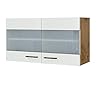MMR Küchen-Glashängeschrank GLASGOW – Küchenschrank – Hängeschrank – 2-türig – 100 cm breit – Creme Matt