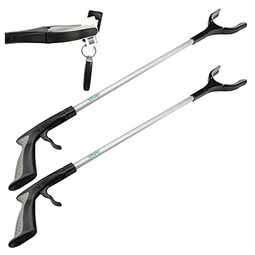 Vive Reacher Grabber - 32" Extra Long Mobility Aid - Rotating Hand, Heavy Duty Grip Arm - Reaching Assist Tool for Trash Pickup, Litter Picker, Garden Nabber, Disabled, Handicap Arm Extension (Two)