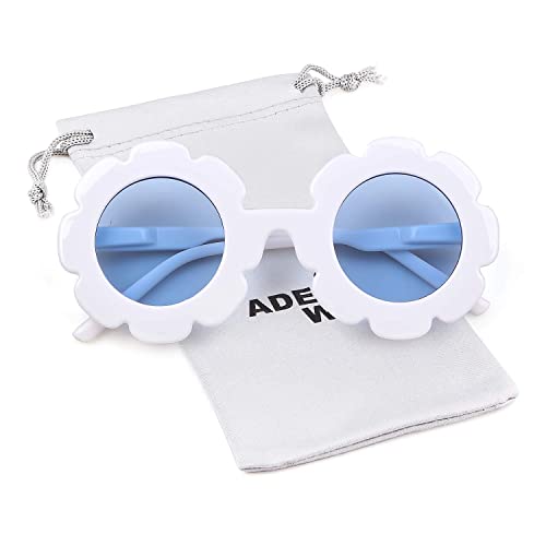 ADE WU Sunglasses for Kids Round Flower Cute Glasses UV 400 Protection Children Girl Boy Gifts