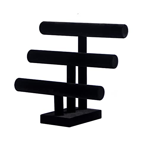 3 Tier Bracelet Holder,Bracelet Display Stand,Black Velvet Jewelry Organizer Displays for Necklace Scrunchies Watches Hair Ties.