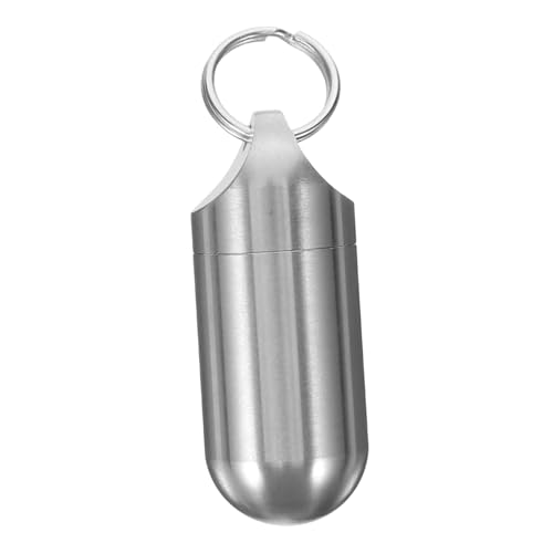 TOPPERFUN Botella de medicina portátil pastillero viaje pastillero de viaje Botella de pastillas portátil sola pastilla pastillero de acero inoxidable recipiente de píldoras pequeñas Silver