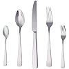 Amazon Basics 20-Piece Stainless Steel Flatware Set with Square Edge, Service for 4 Count, Silver