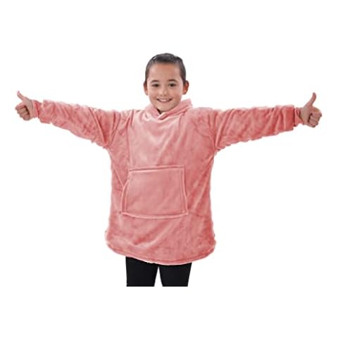 B4E Eskimo Kids Sherpa Hoodie: One Size (Pink) | Kids Unisex Oodie Warm and Cosy - Soft and Comfy | Ideal for Longer Car or Plane Journey | Just to Wear Around the House Cover