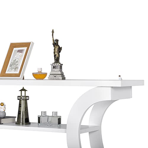 Zenstyle Wood Console Table With Curved Legs And Shelf, 3 Tier Modern Accent Sofa Table For Entrywaty, Living Room, Hallway, 47 In Wide, Easy Assembly (White) #TOP5