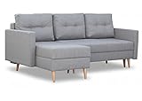 Skandinavischer Stil. Das Sofa wurde im skandinavischen Stil gefertigt. Seine wichtigsten Merkmale sind seine außergewöhnliche Funktionalität und Einfachheit. Durch das praktische Design wird der Stauraum optimal genutzt. Das Sofa steht auf hohen Holzbeinen, was die Reinigung erleichtert und ihm einen einzigartigen Charakter verleiht. Die Fußhöhe von 16 cm ermöglicht die Verwendung der meisten automatischen Staubsauger auf dem Markt.