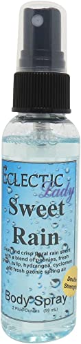 Eclectic Lady Sweet Rain Body Spray, Double Strength, 2 ounces, Body Mist for Women with Clean, Light & Gentle Fragrance, Cologne with Soft, Subtle Aroma For Daily Use